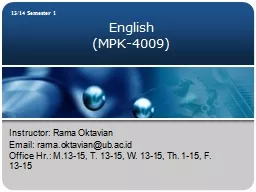 English ( MPK-4009 ) 13/14 Semester 1