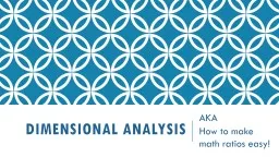 Dimensional analysis AKA