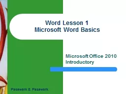 1 Word Lesson 1 Microsoft Word Basics
