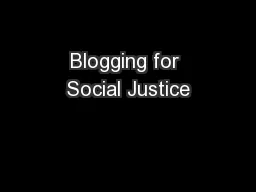 Blogging for Social Justice