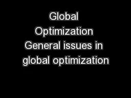 Global Optimization General issues in global optimization