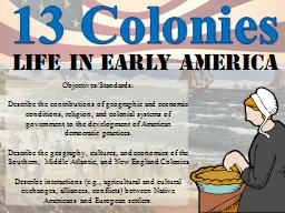 13 Colonies Life in early America