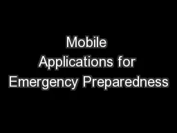 Mobile Applications for Emergency Preparedness