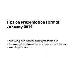 Tips on Presentation Format
