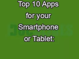 Top 10 Apps for your Smartphone or Tablet: