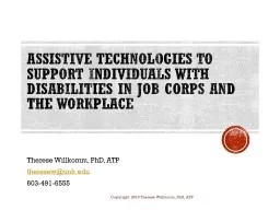 Assistive Technologies to Support Individuals with Disabilities in Job Corps and the Workplace