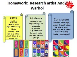 Homework: Research artist Andy Warhol