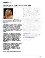 Single gene may cause curly hair  November  by Lin Edw
