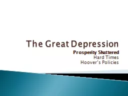The Great Depression Prosperity Shattered