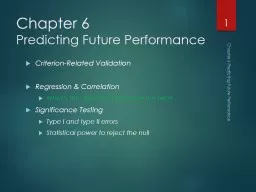 Chapter 6  Predicting Future Performance