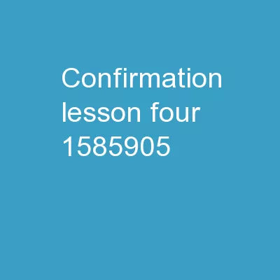 Confirmation Lesson  Four