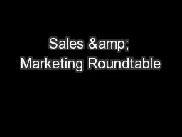 Sales & Marketing Roundtable