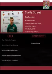 urtly Street Goalkeeper Nickname Streety Preferred kic