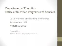Department of Education Office of Nutrition Programs and Services