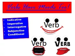 Verbs Have Moods Too ! Indicative