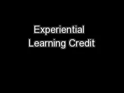 Experiential  Learning Credit