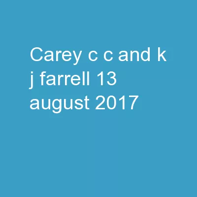Carey, C.C. and  K.J . Farrell. 13 August 2017.