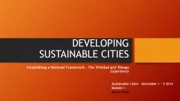 DEVELOPING SUSTAINABLE CITIES