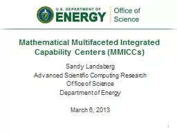 Sandy Landsberg  Advanced Scientific Computing Research
