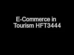 E-Commerce in Tourism HFT3444