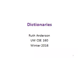 Dictionaries Ruth Anderson