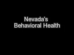 Nevada’s Behavioral Health