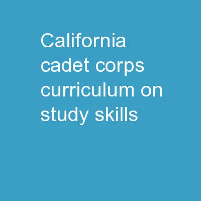 California Cadet Corps Curriculum on Study Skills