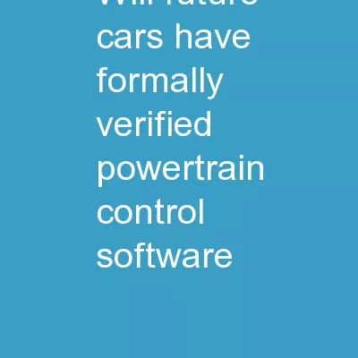 Will future cars have formally verified powertrain control software?