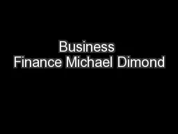 Business Finance Michael Dimond