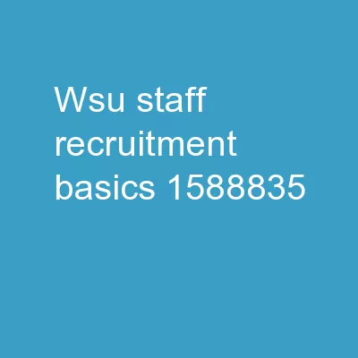 WSU Staff Recruitment Basics