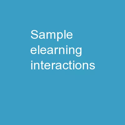 Sample eLearning Interactions