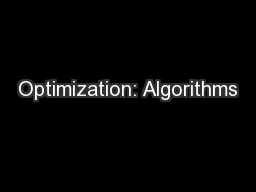 Optimization: Algorithms