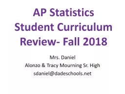 AP Statistics Student Curriculum Review- Fall 2018