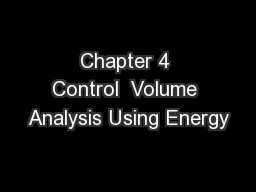 Chapter 4 Control  Volume Analysis Using Energy