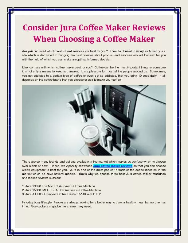 Jura Coffee Maker Reviews