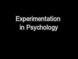Experimentation in Psychology