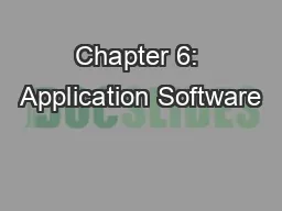 Chapter 6: Application Software