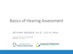 Basics of Hearing Assessment
