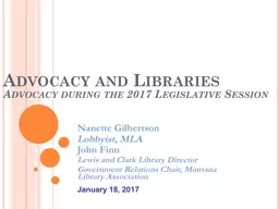 Advocacy and Libraries Advocacy during the 2017 Legislative Session