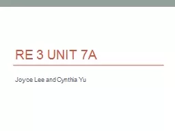 RE   3 Unit 7A Joyce  Lee