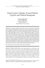 Greek Cypriot Attitudes Toward Turkish Cypriots and Tu