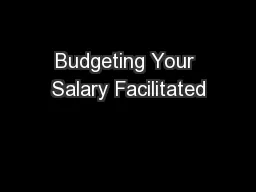 Budgeting Your Salary Facilitated