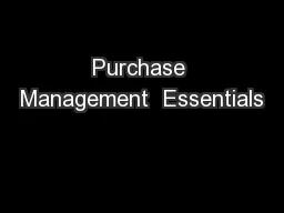Purchase Management  Essentials