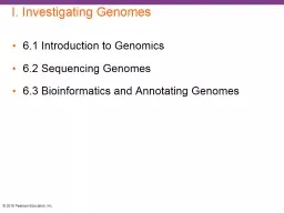I. Investigating Genomes