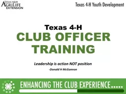 Texas 4-H CLUB OFFICER TRAINING