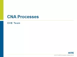 CVE Team CNA Processes Outline