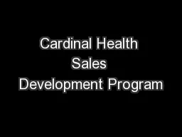 Cardinal Health Sales Development Program