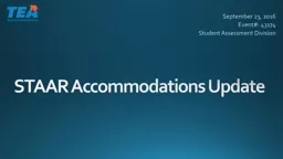 STAAR Accommodations Update