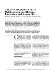 The Effect of Cytochrome P Metabolism on Drug Response