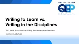 Writing to Learn vs. Writing in the Disciplines
